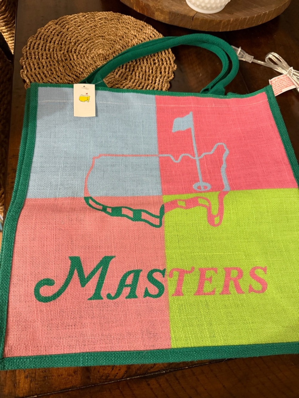 Masters Colorblock Tote in Coral, Mint, Lime with Green Trim